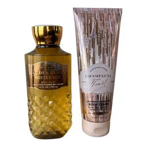 Bath & Body Works Golden Berry Mistletoe & Champagne Toast Set (Unused No Seal)